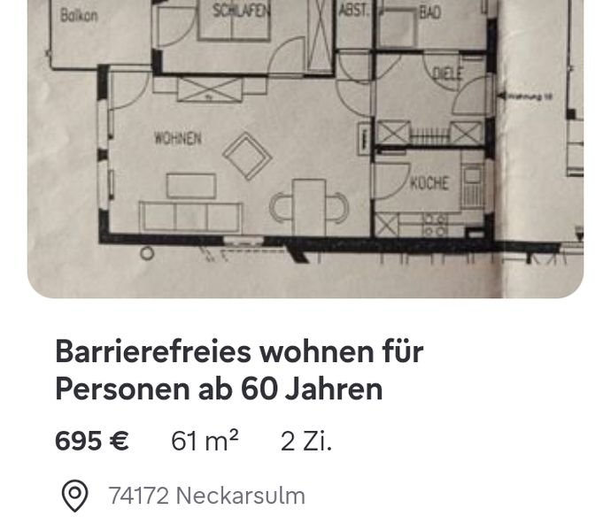 2 Zimmer Wohnung in Neckarsulm