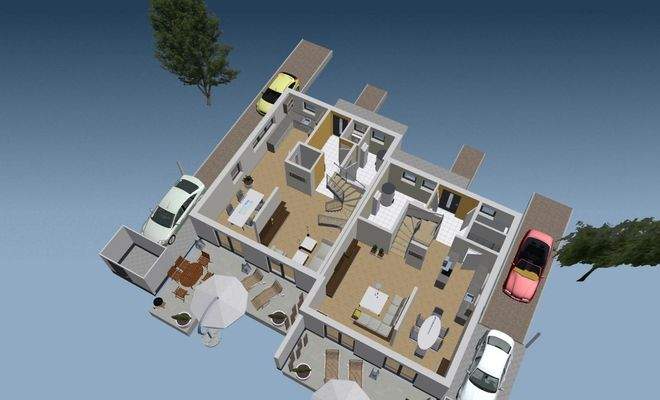 Erdgeschoss Rückseite 3D