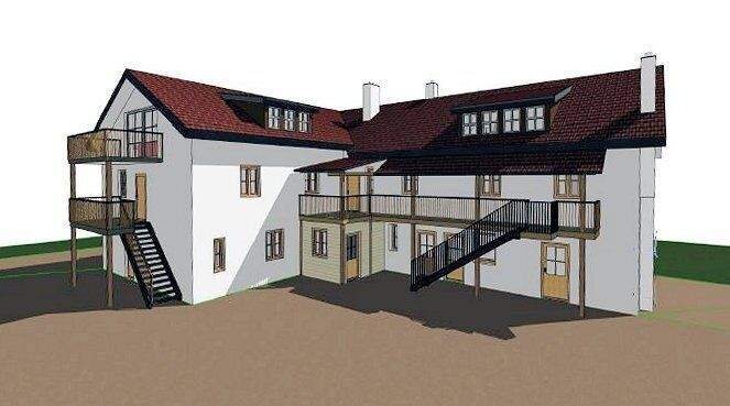 Gebäude in D-Absicht - nach Ausbau DG