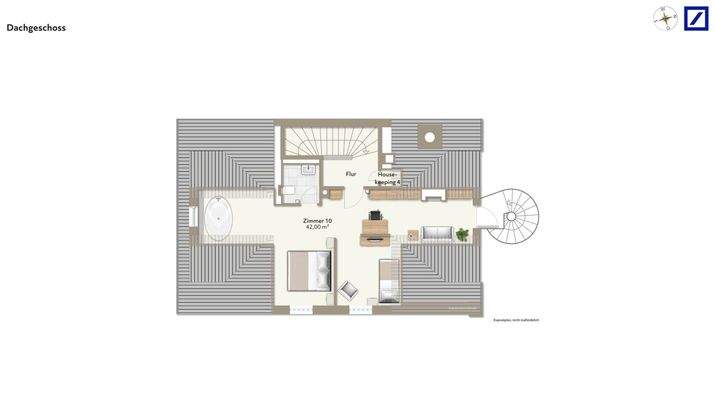 Dachgeschoss - Möblierungsbeispiel