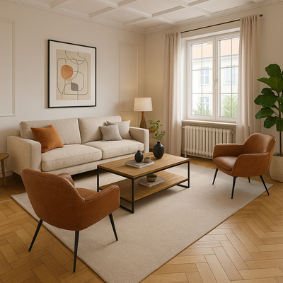 Wohnzimmer mit möglicher Möblierung