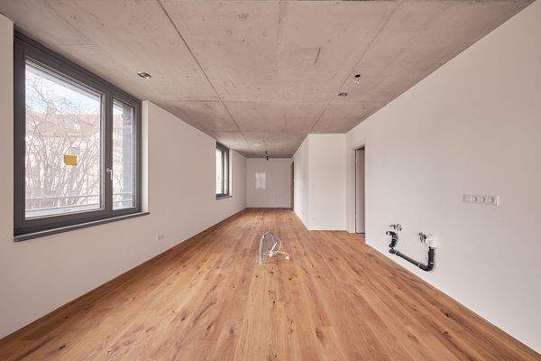 Wohnküche mit Blick zum Eingang _ Wohnbereich - HERDERGÄRTEN 3.1.6