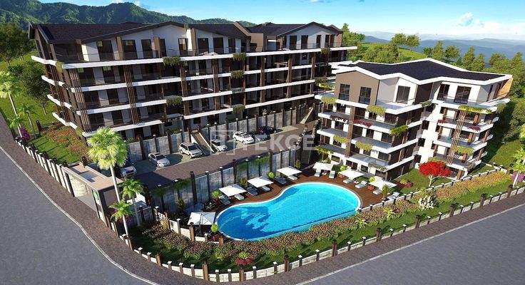 Apartments with Pool and Underground Parking in Güzelyalı
