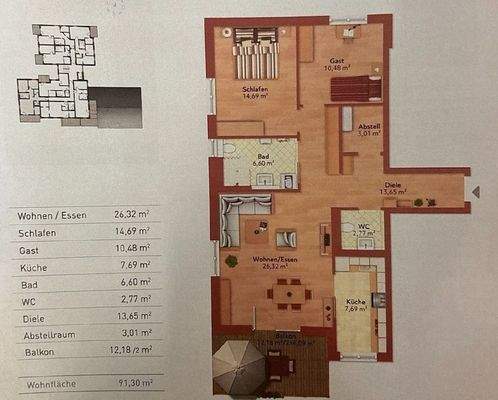 Raumplan und Wohnflächen