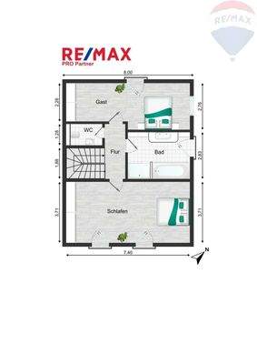 Wohnhaus 2 OG bemaßt