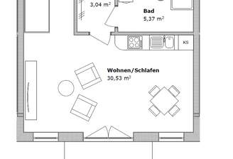 Grundriss - Möblierung dient nur zur Illustration