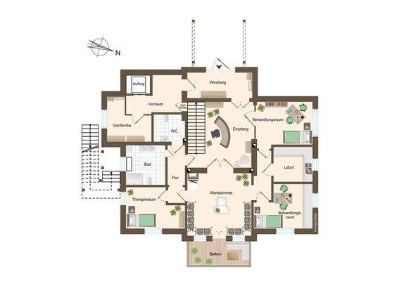 Variante 2: Grundriss Erdgeschoss Praxis