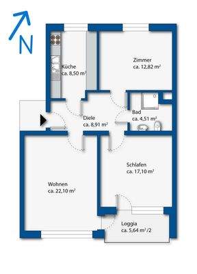 Grundriss mit Nordpfeil