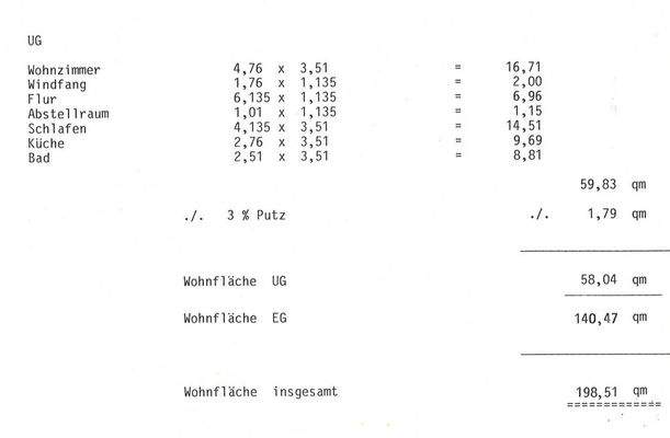 Wohnfläche UG + EG und UG