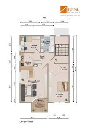 Grundrissplan visuell als 2D Ansicht aufbereitet.j