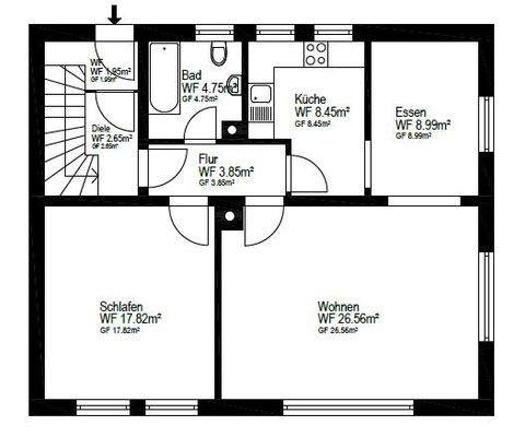 Grundriss EG (nicht maßstabsgetreu - kann vom Original abweichen) 