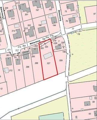 Flurkarte mit gekennzeichnetem Flurstück