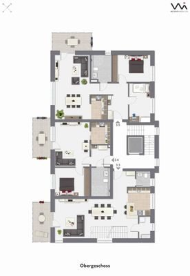 Geschossplan Wohnung 3.3, 3.4 und 3.5