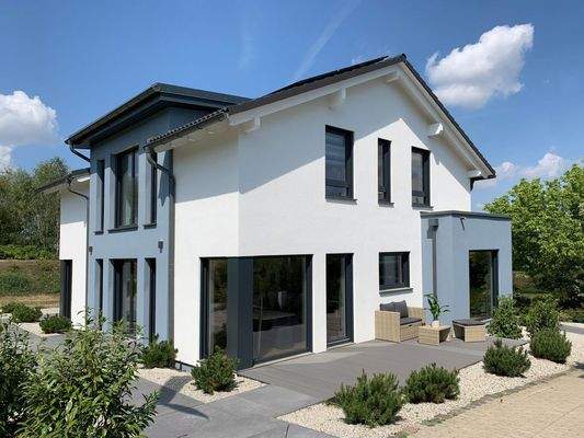 Ansicht Küchenseite mit Terrasse