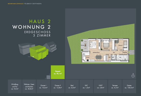 Übersicht Wohnung und Wohnflächen