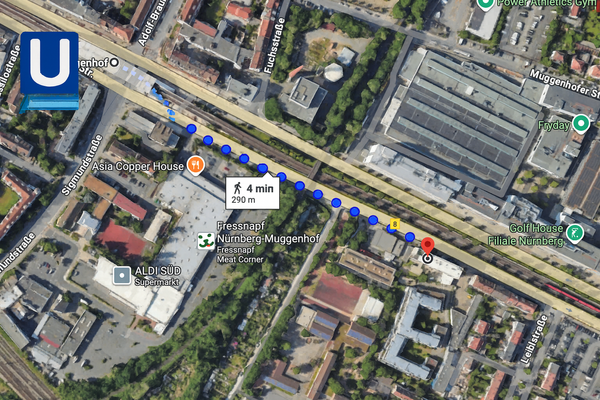 Fußweg 4 min U-Bahn