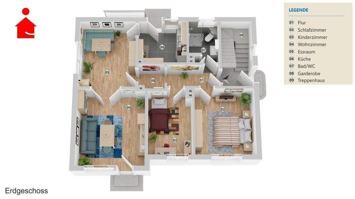 Grundrissvisualisierung Erdgeschoss