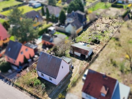 Kleines Einfamileinhaus aus der Vogelperspektive