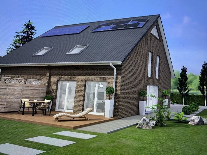 KEIN GAS, Doppelhaushälfte Neubau mit Photovoltaik und Batterie Niedrigenergiehaus 40 Plus von Viebrock