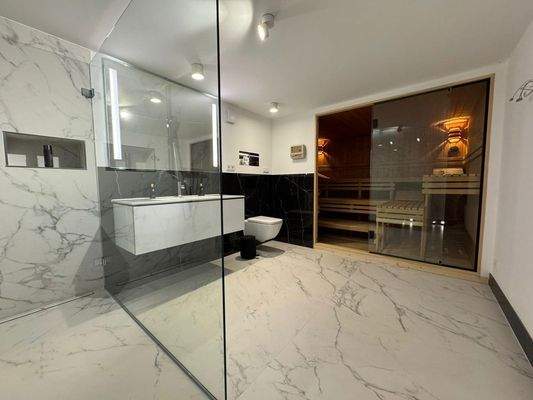 Saunabereich im Keller