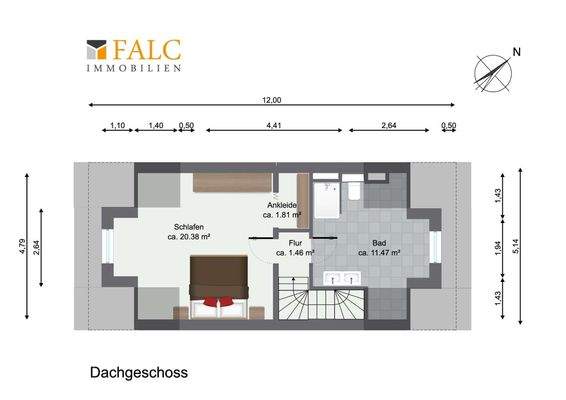 Grundriss Dachgeschoss WE03