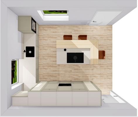 Visualisierungen einer möglichen Küche (eine Küche ist kein Bestandteil des Verkaufs)