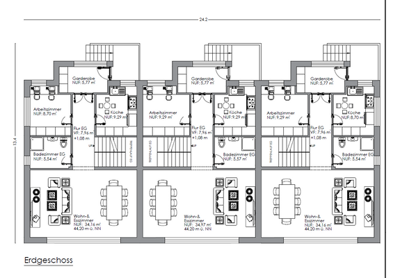 Grundrisse im Erdgeschoss