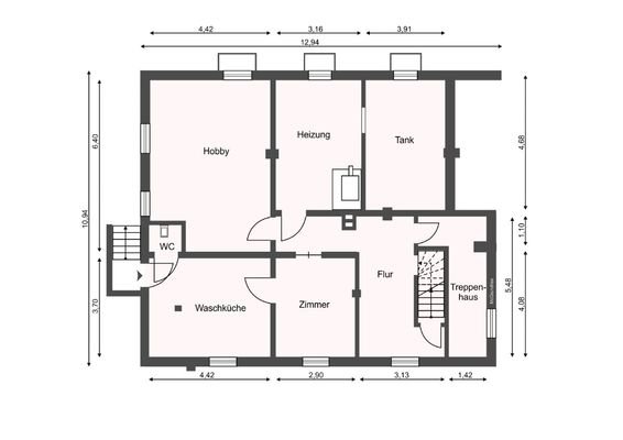 Grundriss Keller mit WC