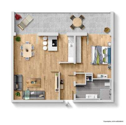 Grundriss WE 04 möbliert