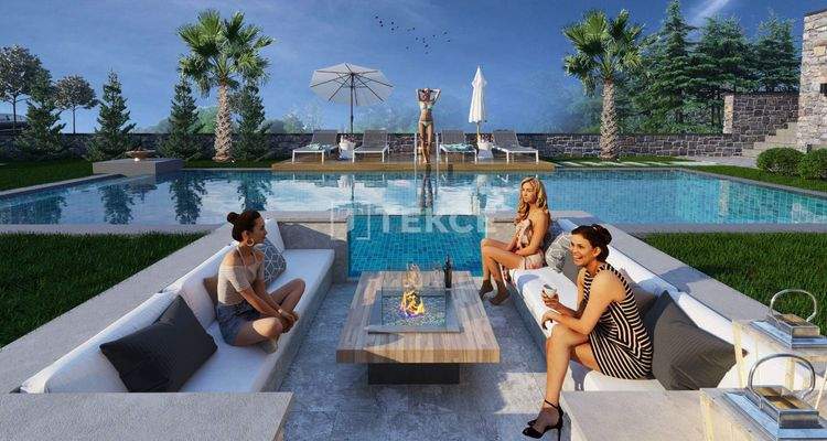 Sea View Detached Houses Near the Beach in Bodrum Gumusluk