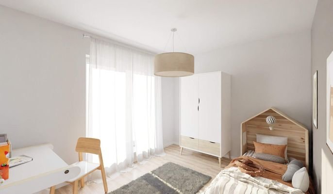 Die bodentiefen Fenster leuchten das Zimmer voll a