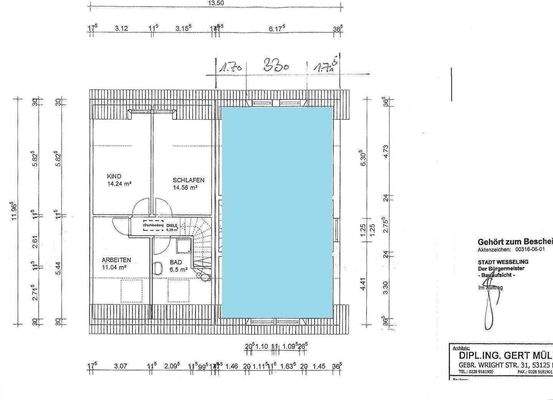 Grundriss OG +++Objekt DHH links -XIV- in Wesselin