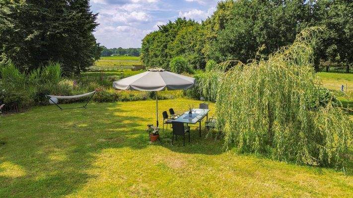 Gartenblick über die Felder