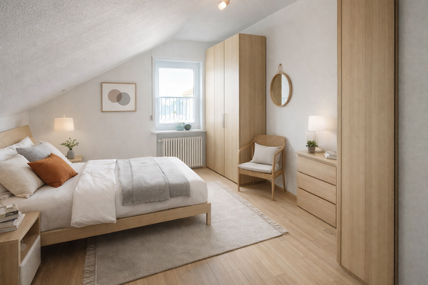 Schlafzimmer Einrichtungsbeispiel (KI)