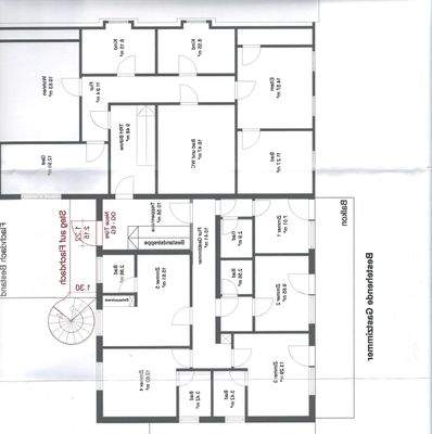 Grundriss Betreiberwohnung und Fremdenzimmer 1.OG