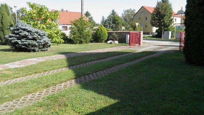 Vorgarten u. Grundstückzufahrt mit Zauntor