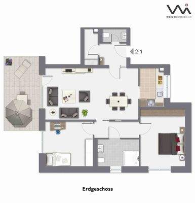 Grundriss Wohnung 2.1