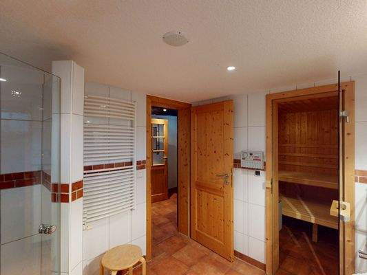 Tageslicht-Duschbad mit Sauna im Erdgeschoss