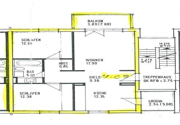 Grundriss 3-Zimmer-Wohnung