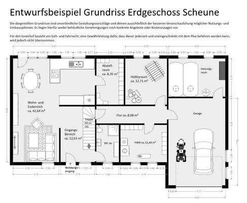 Entwurfsbeispiel Grundriss Erdgeschoss Scheune