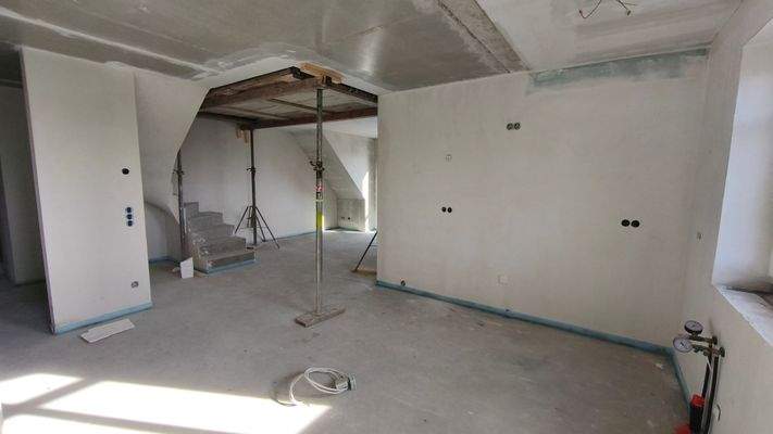 offene Küche mit Wohnbereich