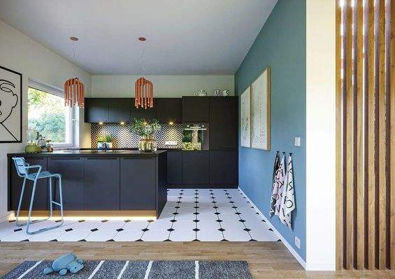 neue Einbauküche mit Kochinsel inklusive