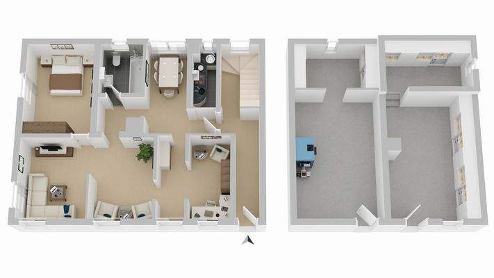 Der 3D-Grundriss kann vom tatsächlichen Grundriss abweichen | Vorderhaus EG