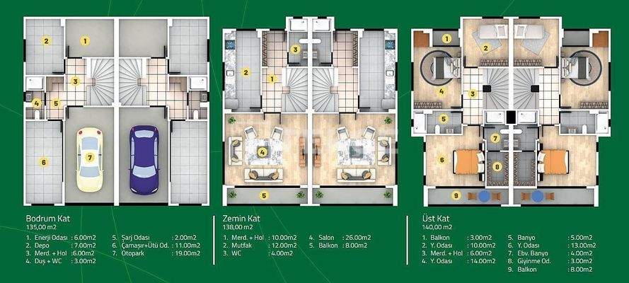 Terraced Villas with Indoor Parking in Avcılar İstanbul