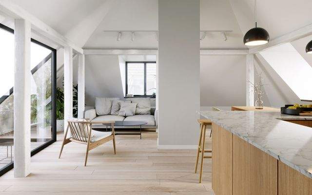 Livingbereich mit Dachterrasse (visualisiert)