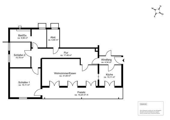 Wohnungsgrundriss - Ausschnitt