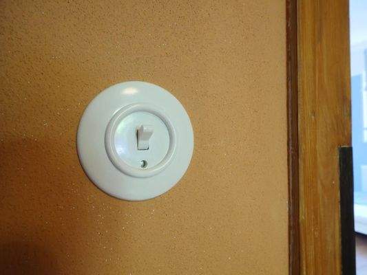  OG | Detail: DUROPLAST-Schalter / LEHMFARBE