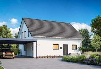 Ansicht optional mit Carport von links