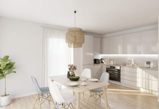 Die offene Wohnküche lädt zum gemeinsamen Kochen e