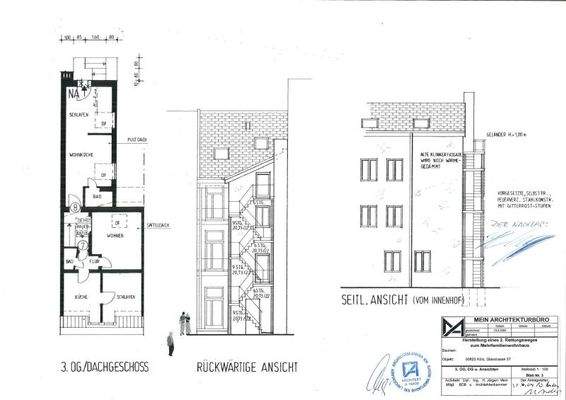 Grundrisse 3 Ober- bis Dachgeschoss sowie Ansichten